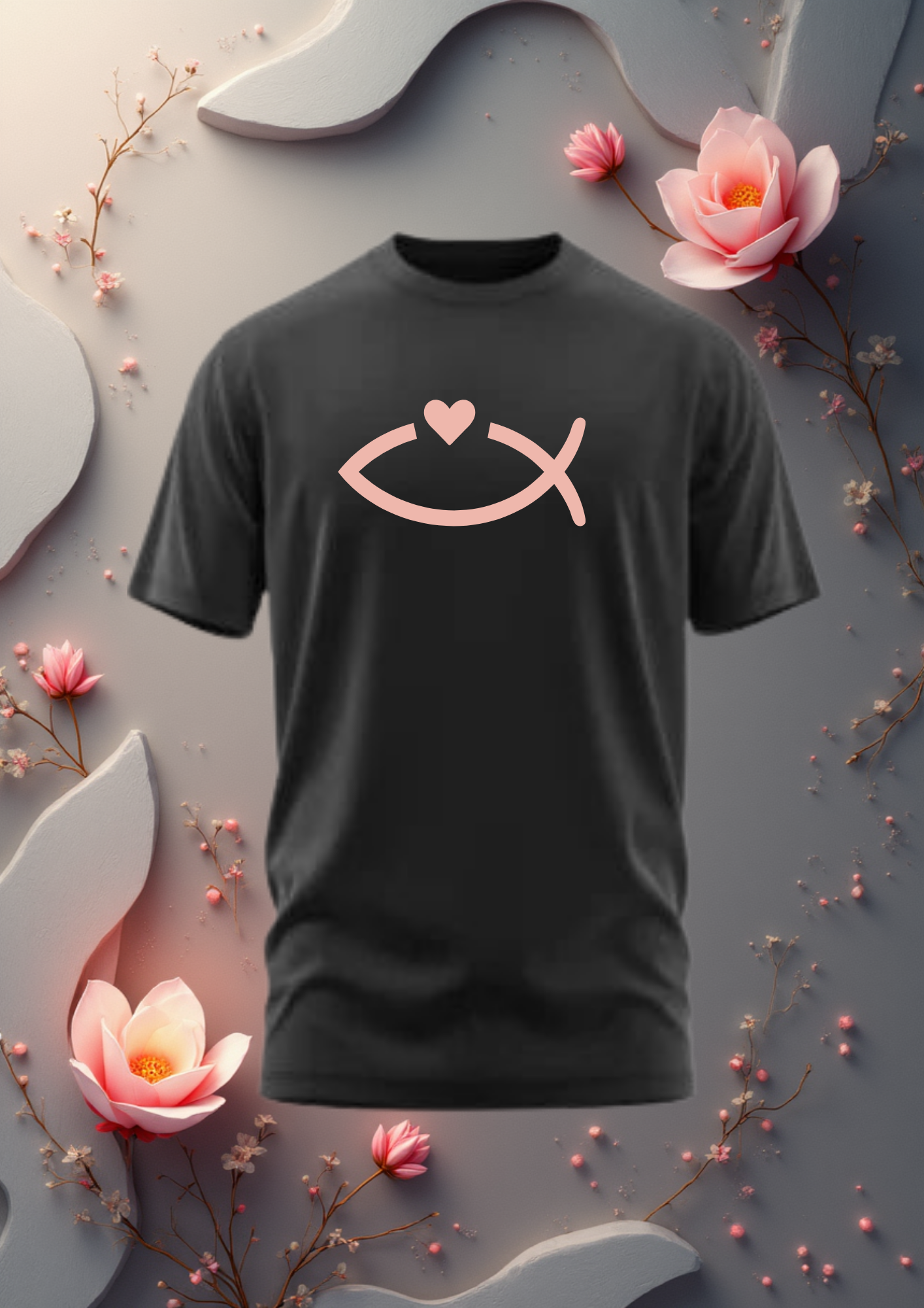 Camiseta Pez Cristiano con Corazón